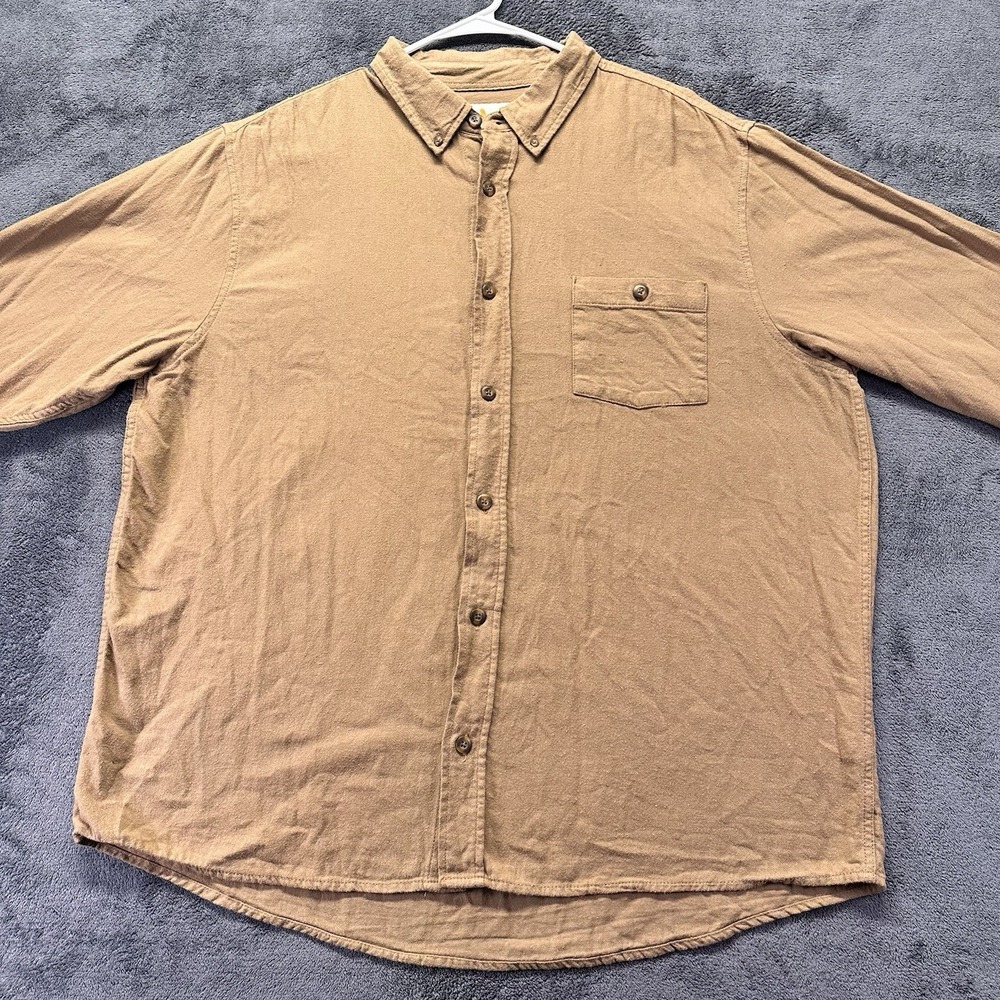 Field & Stream Flannel Shirt Mens 2XL Tan Brown Cotton Button Down Long Sleeve - Picture 3 of 10